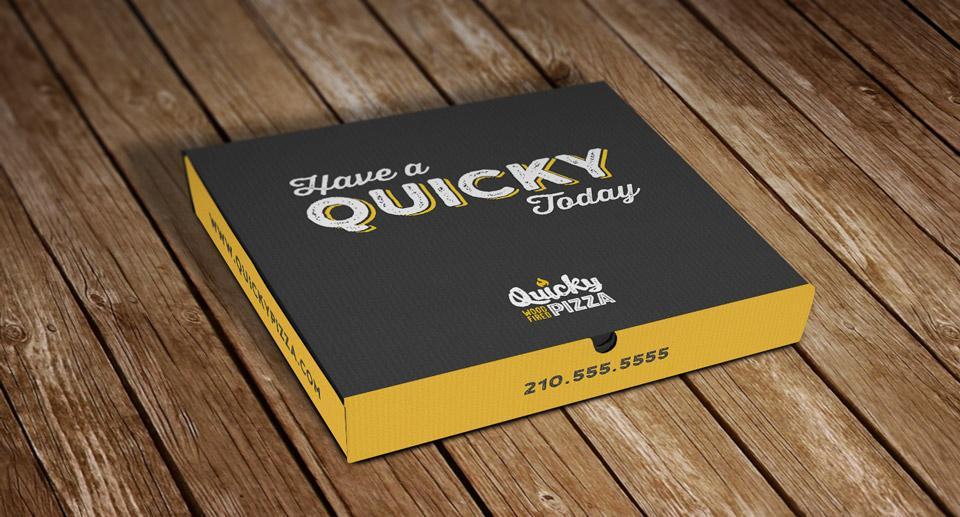 Quicky Pizza Luna Creative Graphic Design San Antonio Pizza Box Design